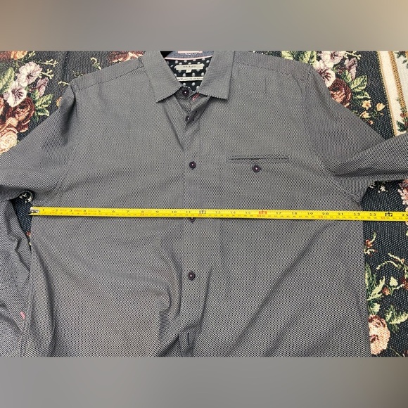 Ted Baker Button Down Blue White Micro Geometric Stretch Casual Shirt 5 Men’s XL - Picture 5 of 14